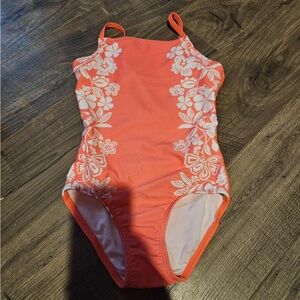 Old Navy Coral Floral Kids Swim One Piece